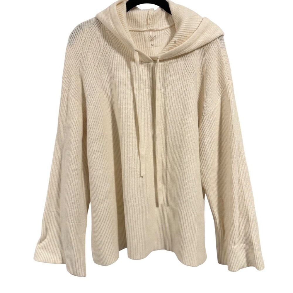 CALIA Hooded Knit Ivory Sweater Size M‎